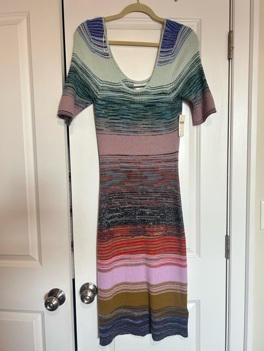 Anthropologie Striped Knit Midi Dress - Pink, Green, Blue, Orange